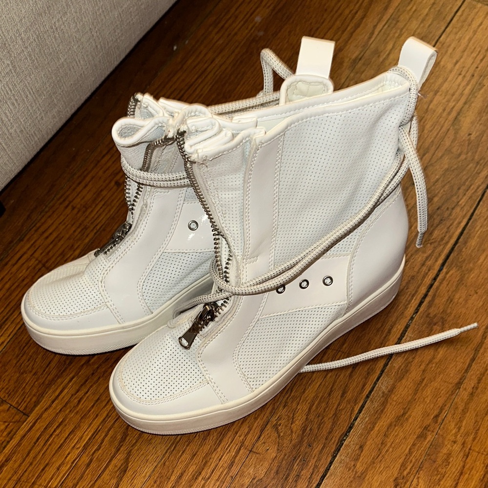 Steve Madden White Lace Up Boots 8 Anton